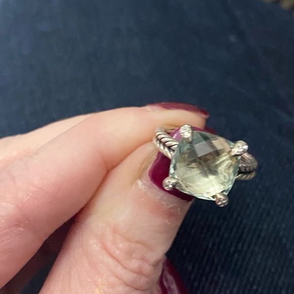 David Yurman Ring Prasiolite Silver with Pave Diamonds - Picture 12 of 13